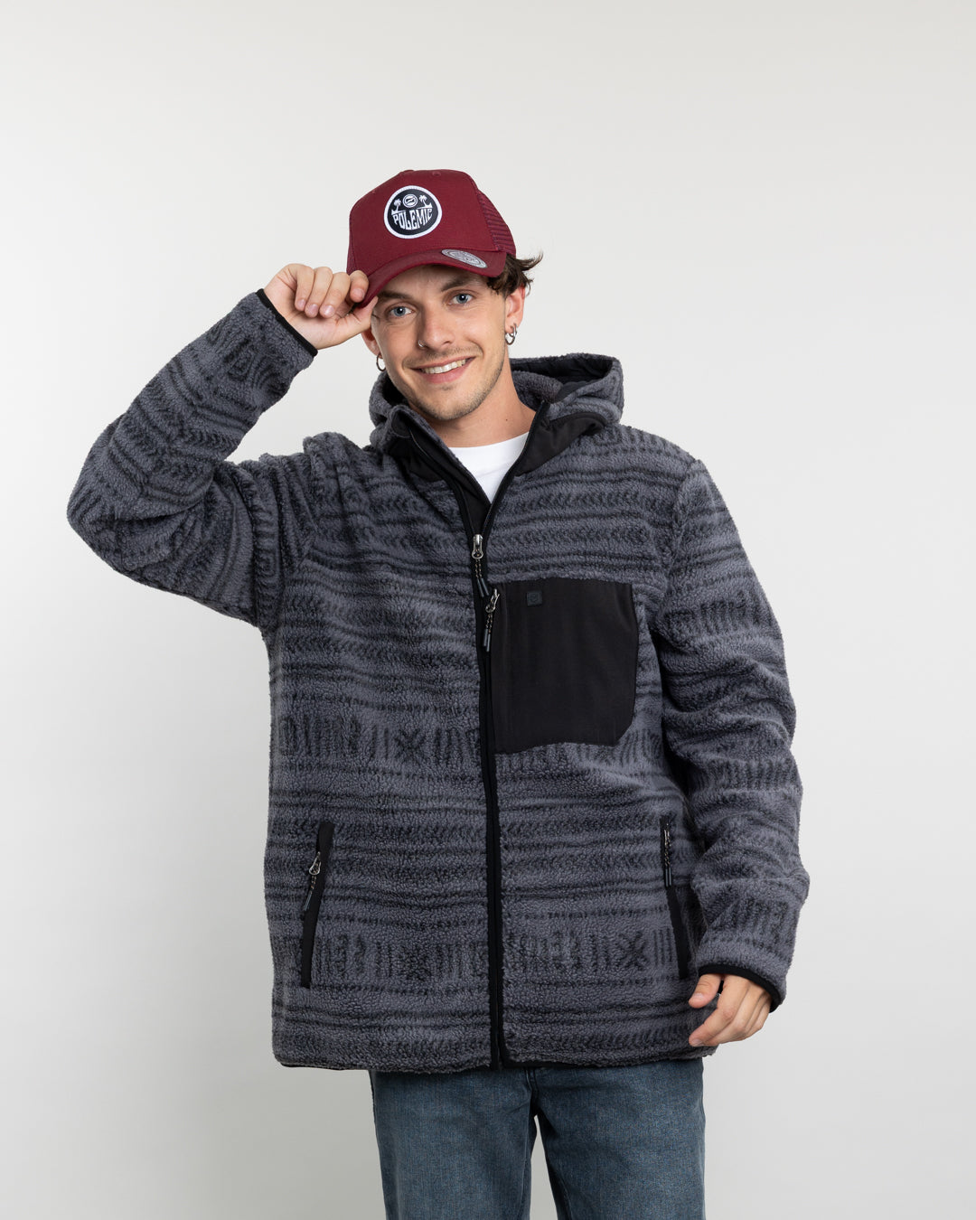 POLERON HOMBRE MINI SHERPA FULL ESTAMPADO CON GORRO POLEMIC - 4