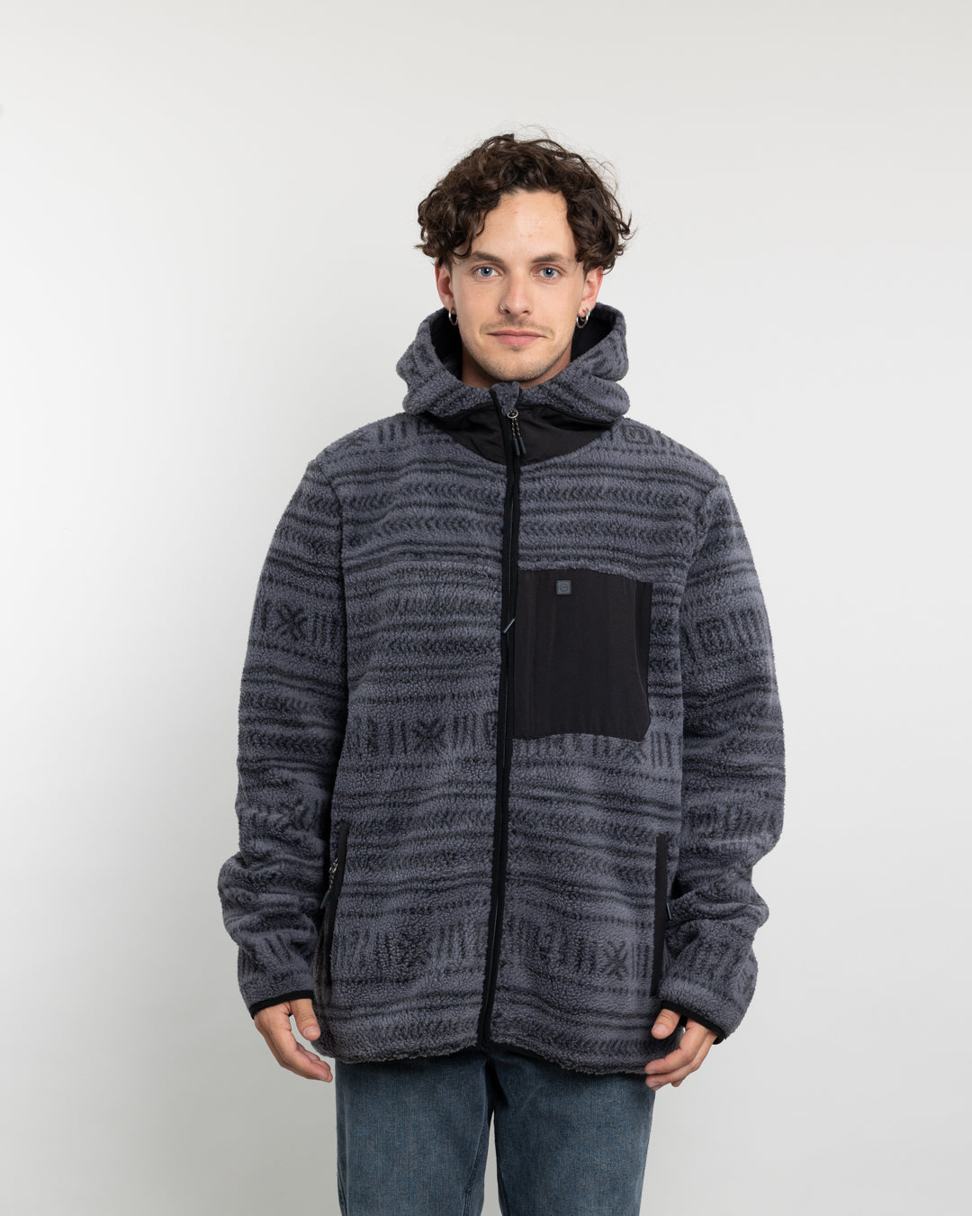 POLERON HOMBRE MINI SHERPA FULL ESTAMPADO CON GORRO POLEMIC - 5
