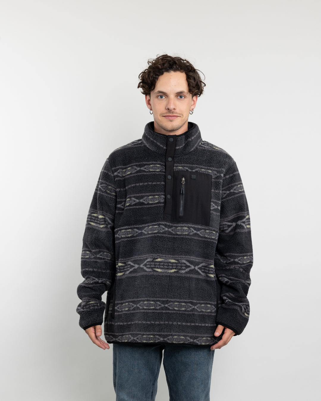 POLERON HOMBRE MINI SHERPA ESTAMPADO SIN GORRO POLEMIC - 1