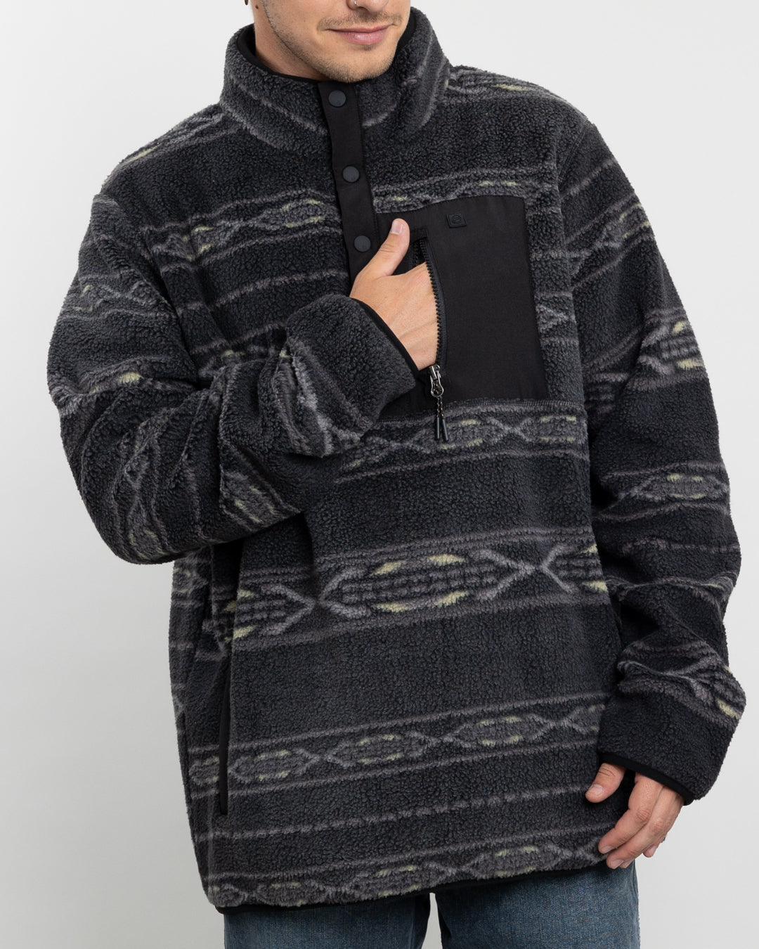 POLERON HOMBRE MINI SHERPA ESTAMPADO SIN GORRO POLEMIC - 2