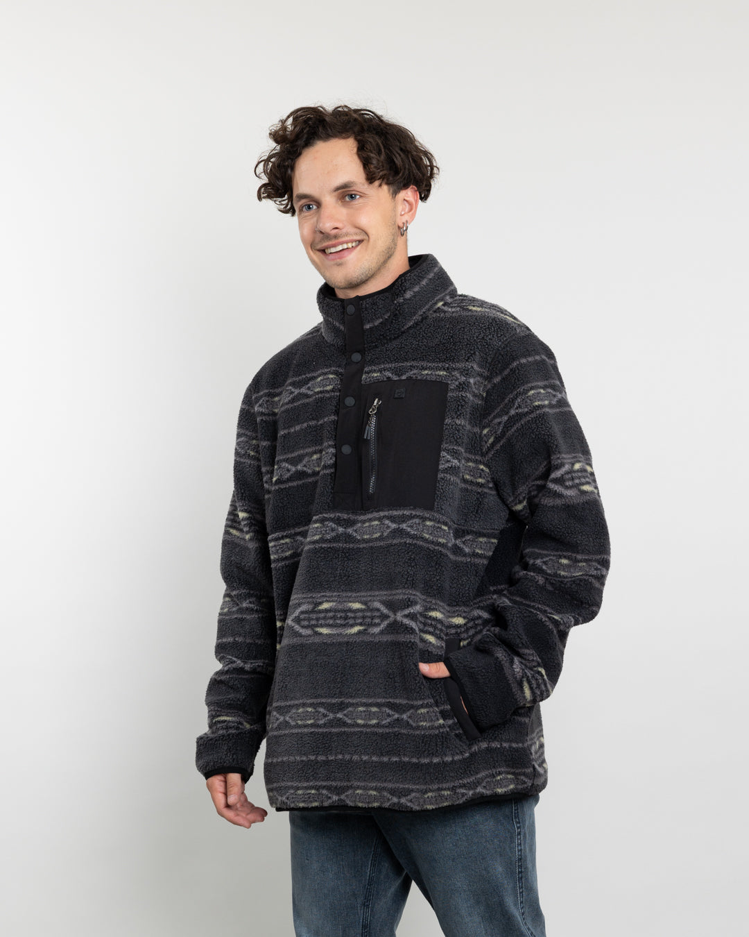POLERON HOMBRE MINI SHERPA ESTAMPADO SIN GORRO POLEMIC - 3