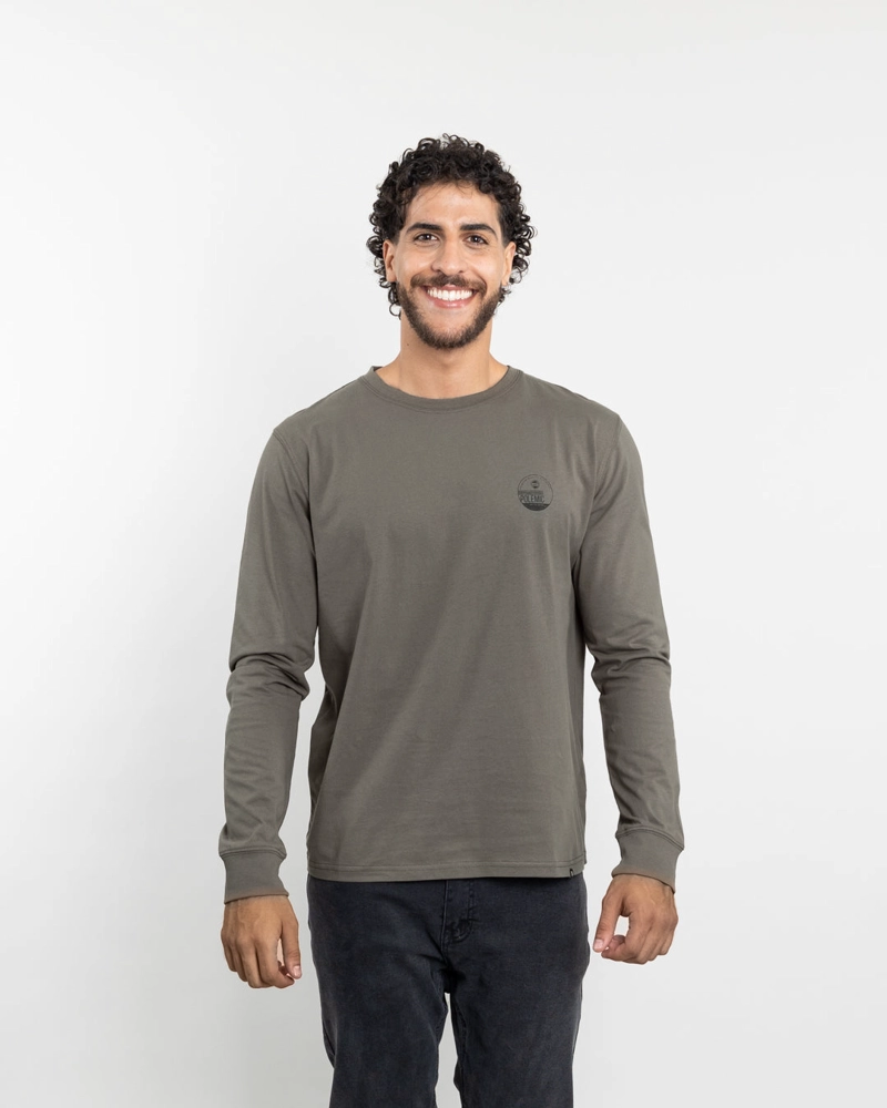 POLERA MANGA LARGA HOMBRE ALGODON CLASICO VERDE POLEMIC - 1