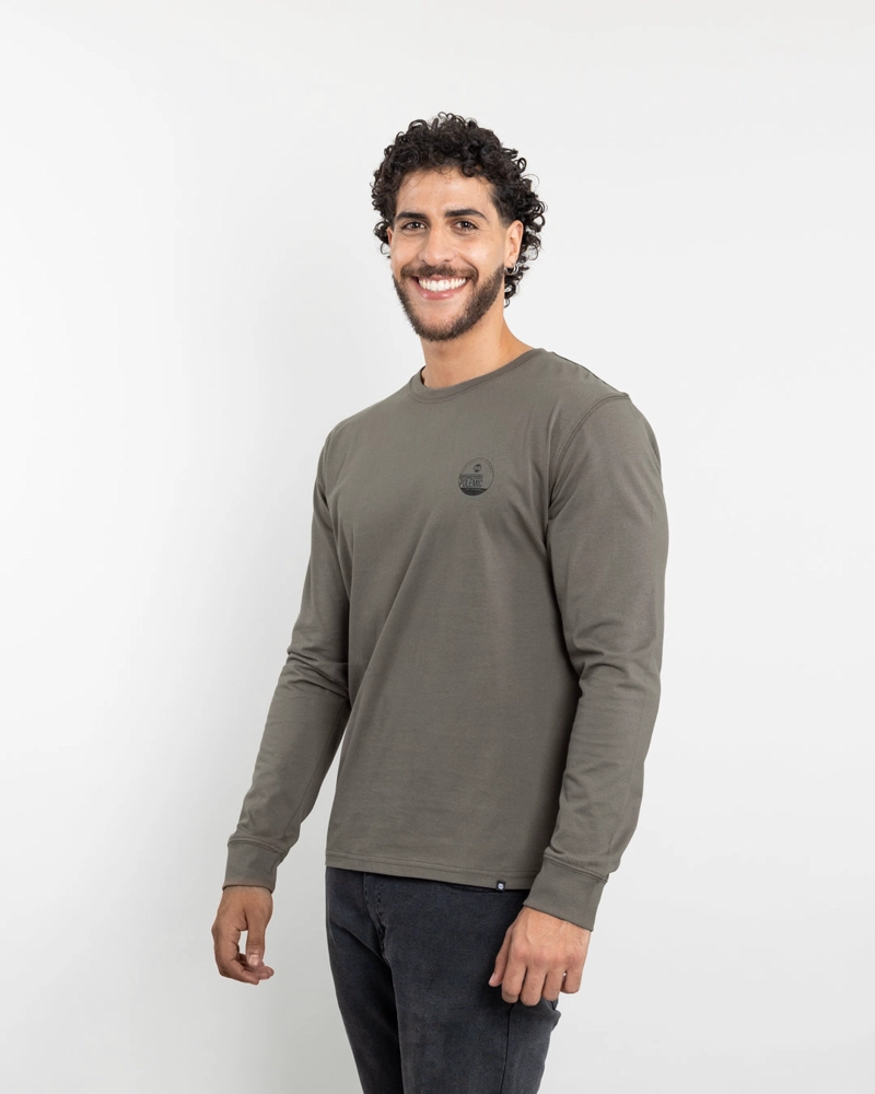 POLERA MANGA LARGA HOMBRE ALGODON CLASICO VERDE POLEMIC - 2