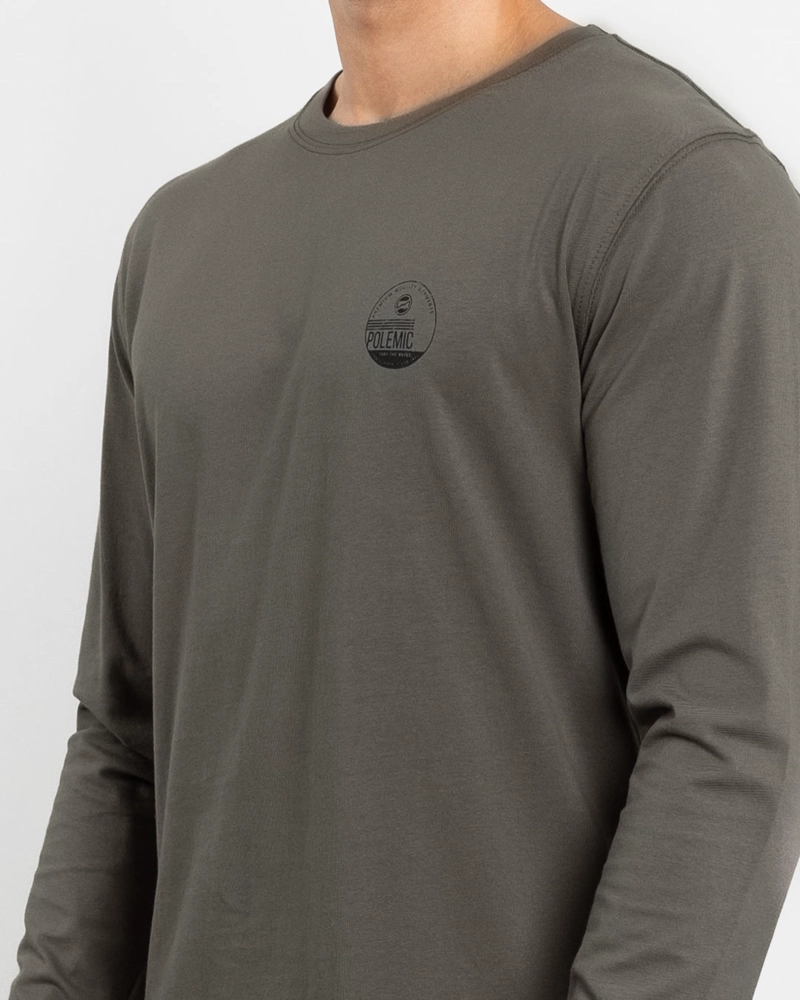 POLERA MANGA LARGA HOMBRE ALGODON CLASICO VERDE POLEMIC - 3