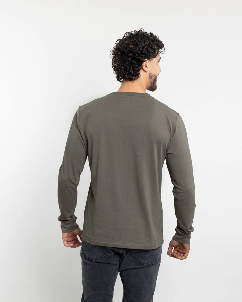 POLERA MANGA LARGA HOMBRE ALGODON CLASICO VERDE POLEMIC - 4