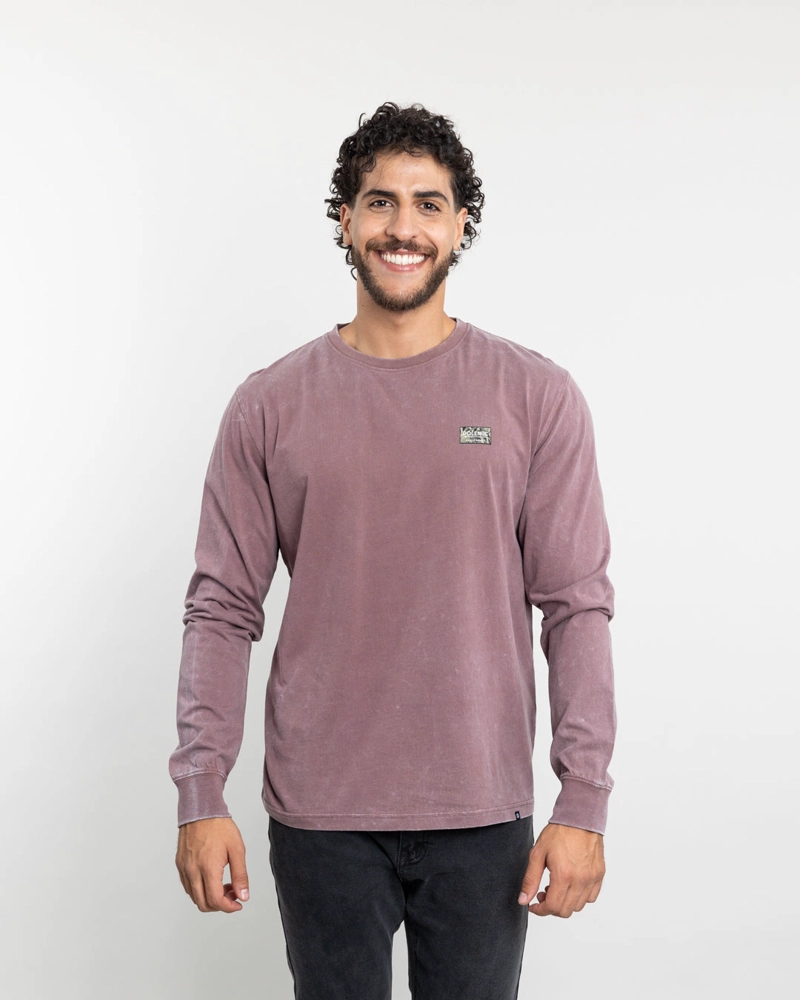 POLERA MANGA LARGA HOMBRE TELA PROCESADA BURDEO POLEMIC - 1
