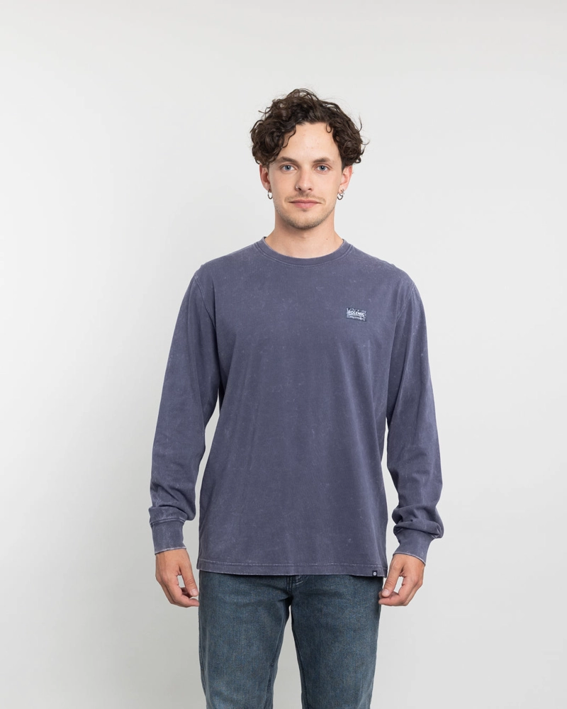 POLERA MANGA LARGA HOMBRE TELA PROCESADA AZUL POLEMIC - 1