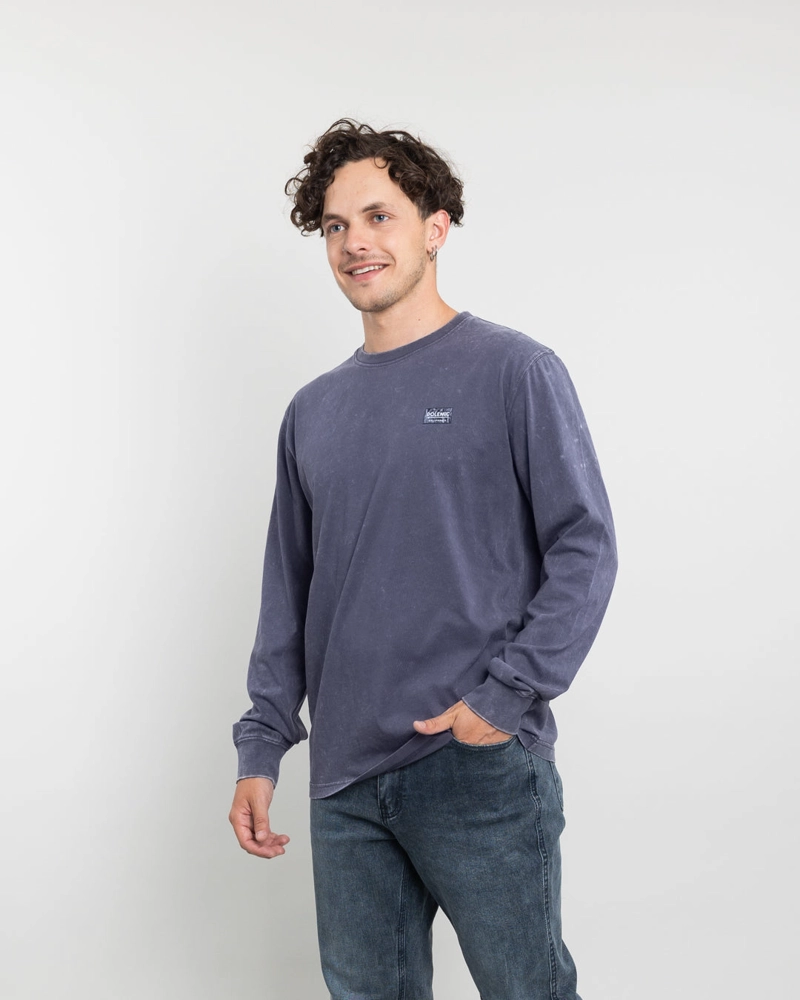 POLERA MANGA LARGA HOMBRE TELA PROCESADA AZUL POLEMIC - 2