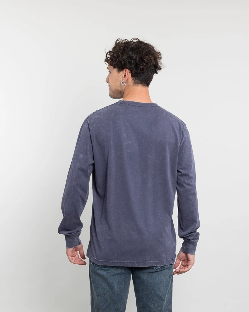 POLERA MANGA LARGA HOMBRE TELA PROCESADA AZUL POLEMIC - 3