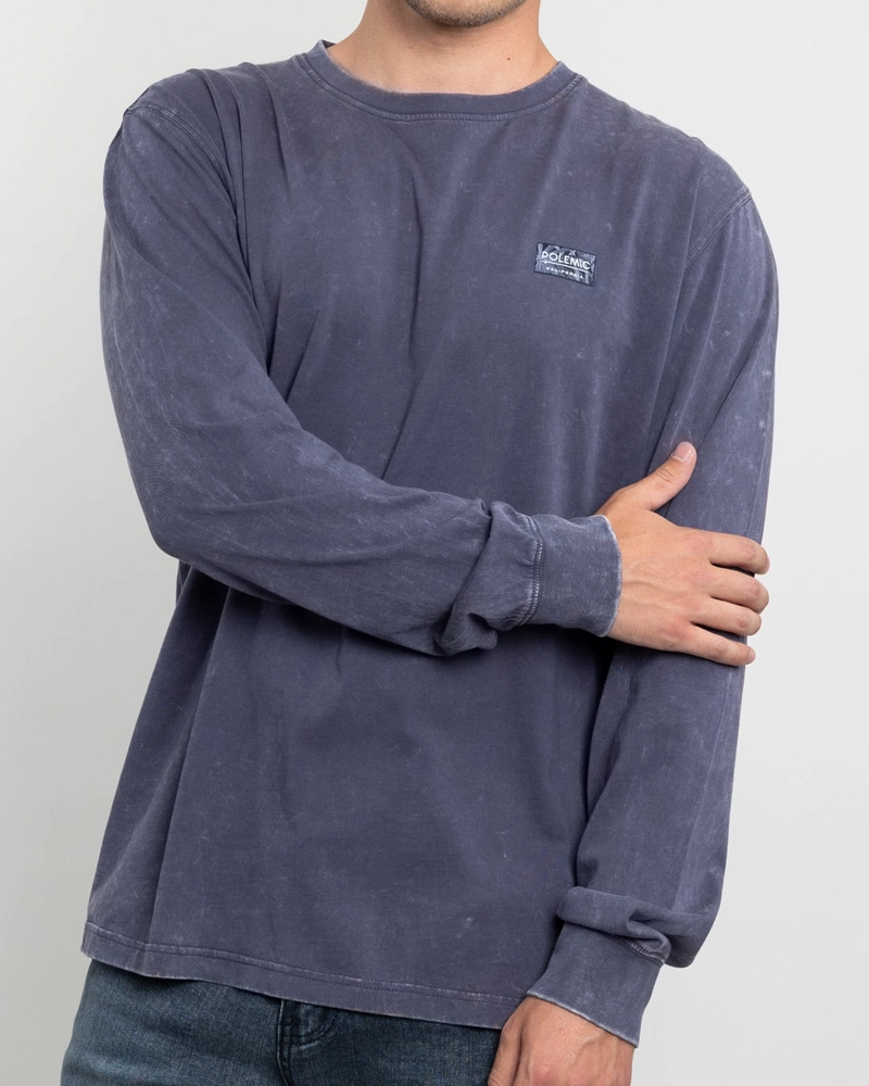 POLERA MANGA LARGA HOMBRE TELA PROCESADA AZUL POLEMIC - 4