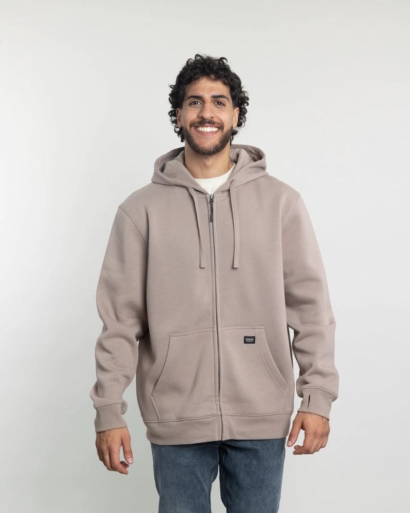 POLERON CON CIERRE Y GORRO INVIERNO BEIGE POLEMIC - 1