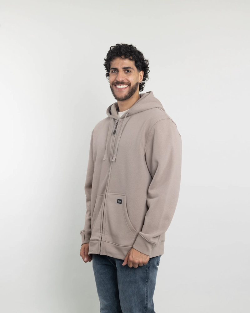 POLERON CON CIERRE Y GORRO INVIERNO BEIGE POLEMIC - 2