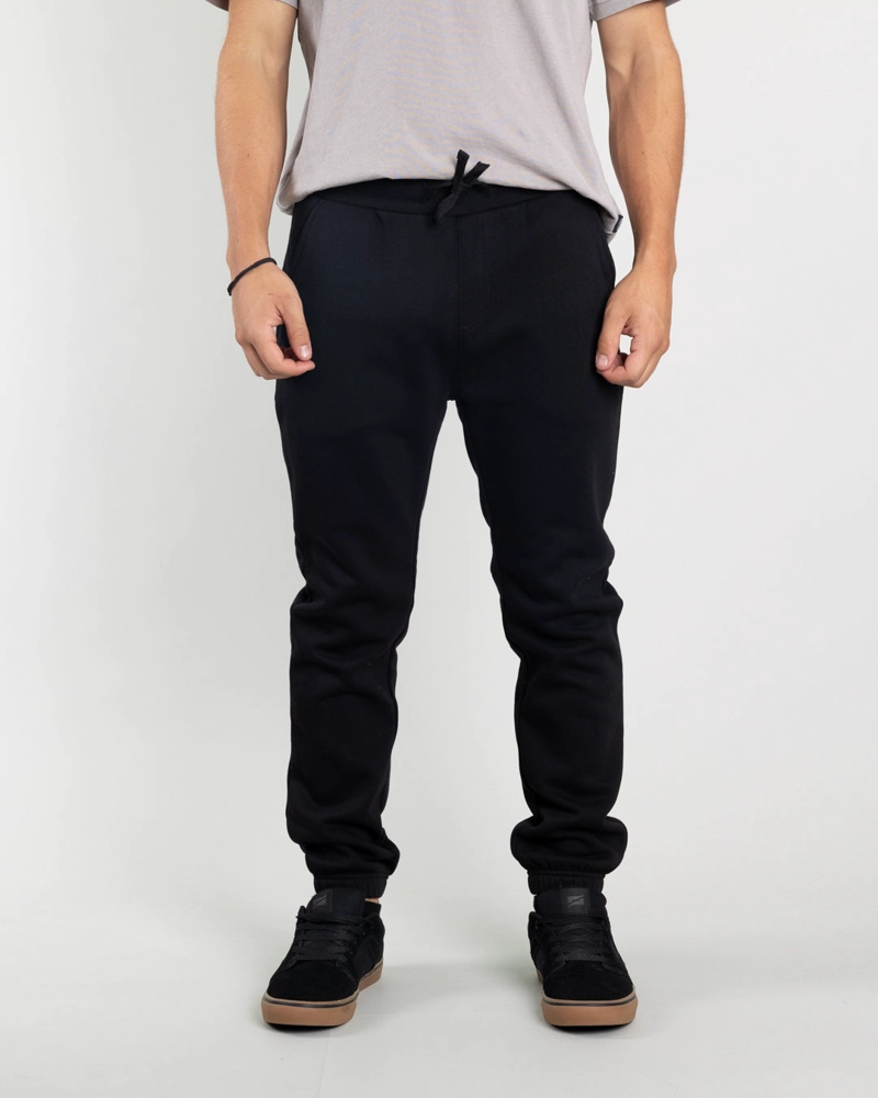 JOGGER FRANELA JUVENIL CON PUÑOS NEGRO POLEMIC - 2