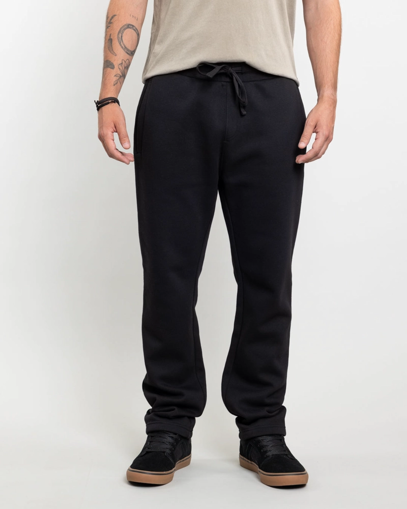 JOGGER FRANELA SIN PUÑOS STANDAR FIT NEGRO POLEMIC - 1