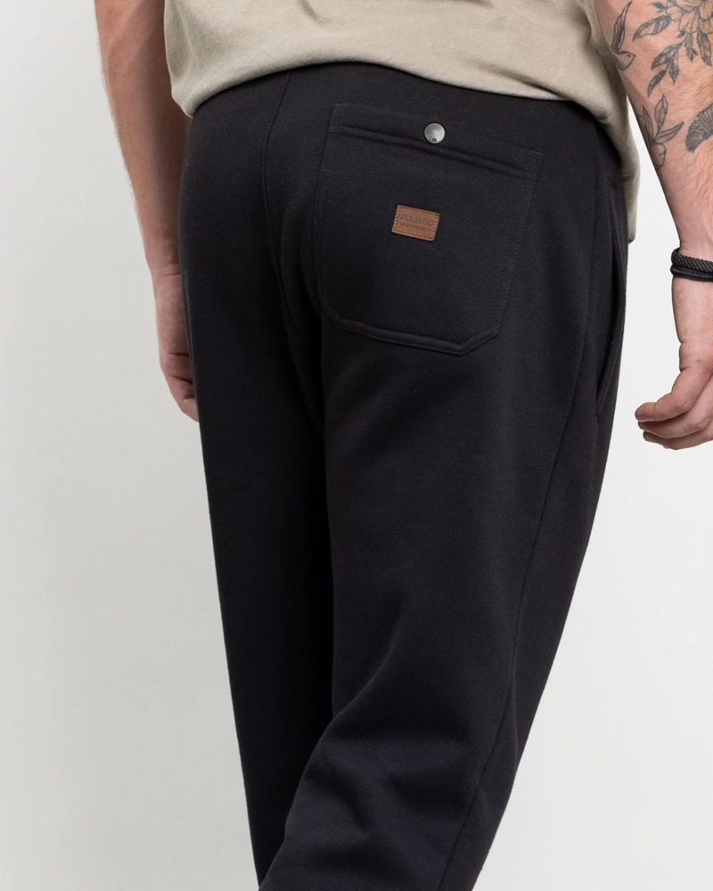 JOGGER FRANELA SIN PUÑOS STANDAR FIT NEGRO POLEMIC - 4