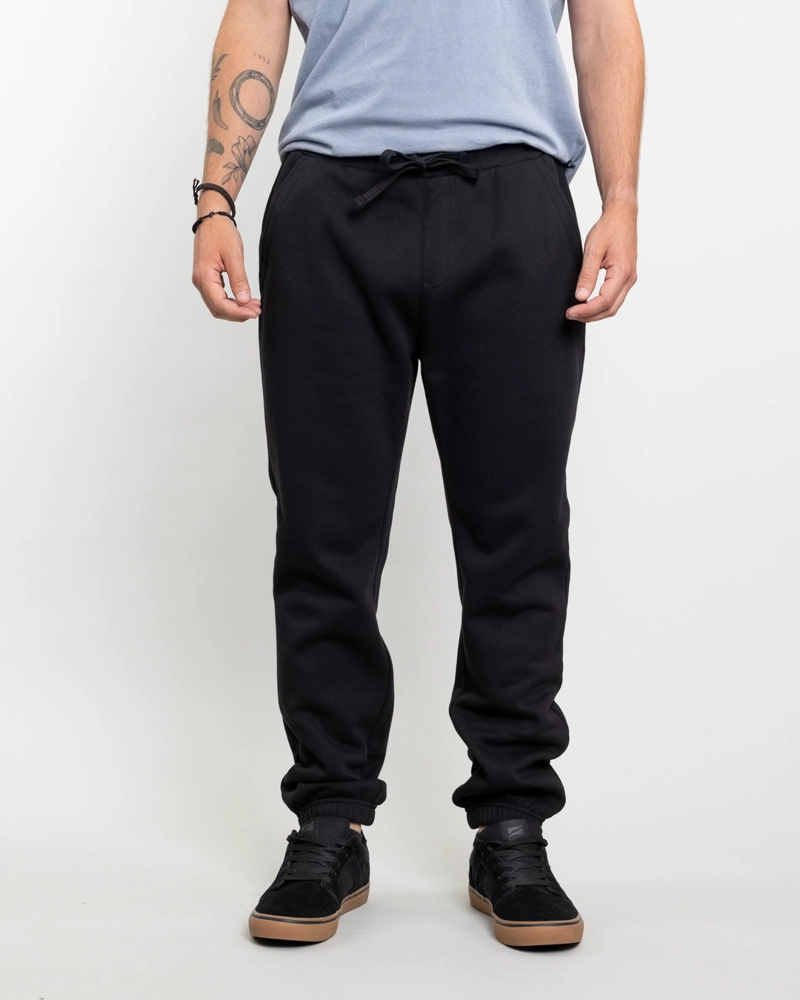 JOGGER FRANELA CON PUÑOS NEGRO POLEMIC - 1