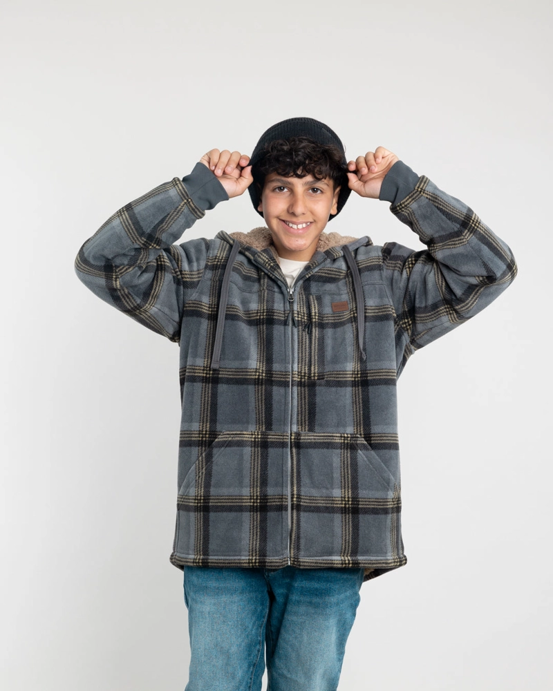 CHAQUETA CAMPERA JUVENIL FORRADA EN MICROPOLAR LEÑADORA CON GORRO POLEMIC - 1