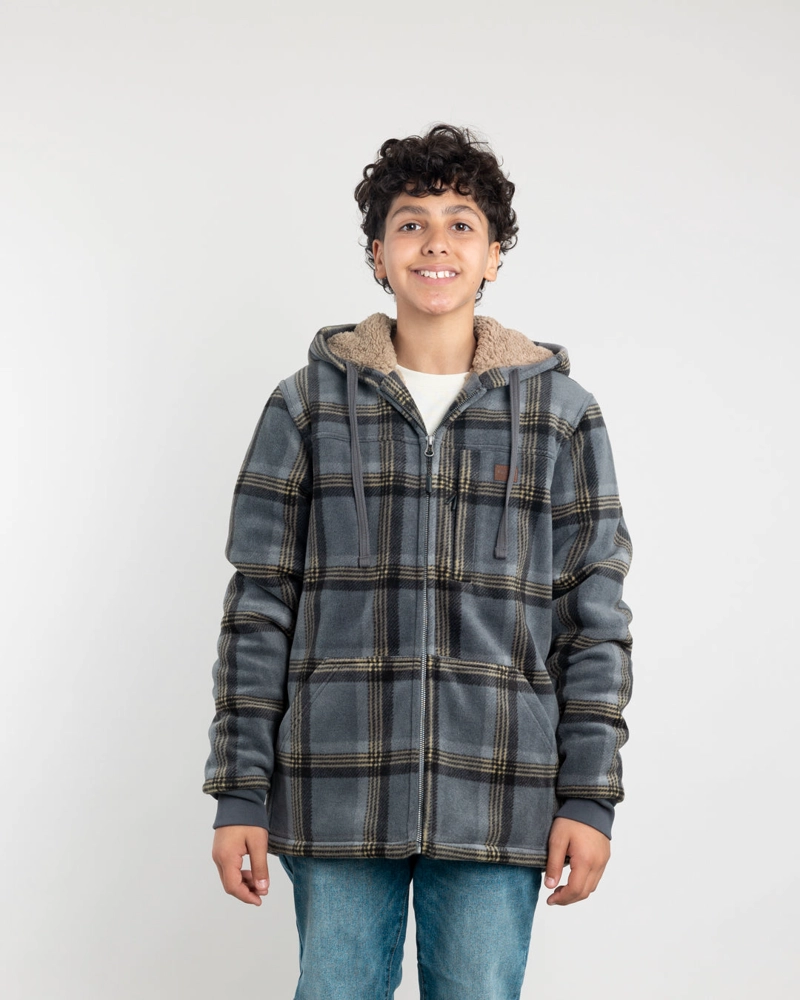 CHAQUETA CAMPERA JUVENIL FORRADA EN MICROPOLAR LEÑADORA CON GORRO POLEMIC - 2