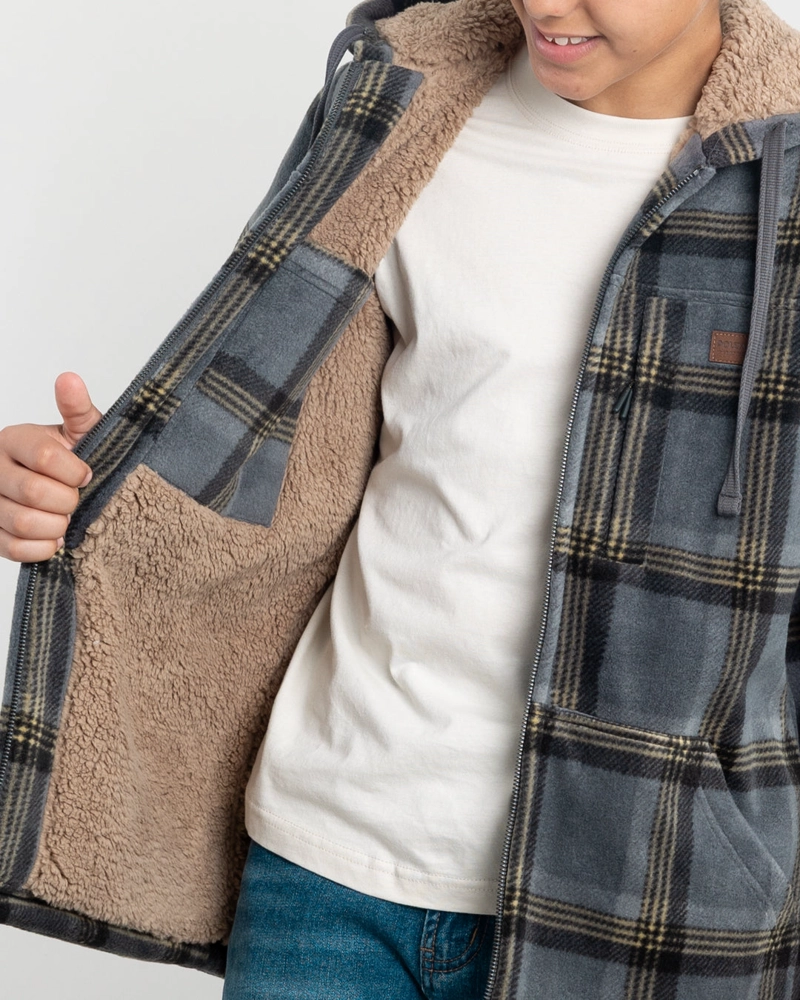 CHAQUETA CAMPERA JUVENIL FORRADA EN MICROPOLAR LEÑADORA CON GORRO POLEMIC - 3