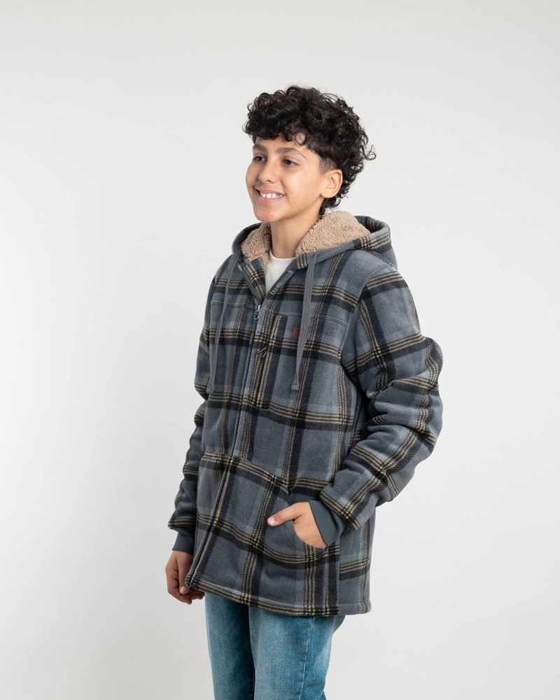 CHAQUETA CAMPERA JUVENIL FORRADA EN MICROPOLAR LEÑADORA CON GORRO POLEMIC - 5