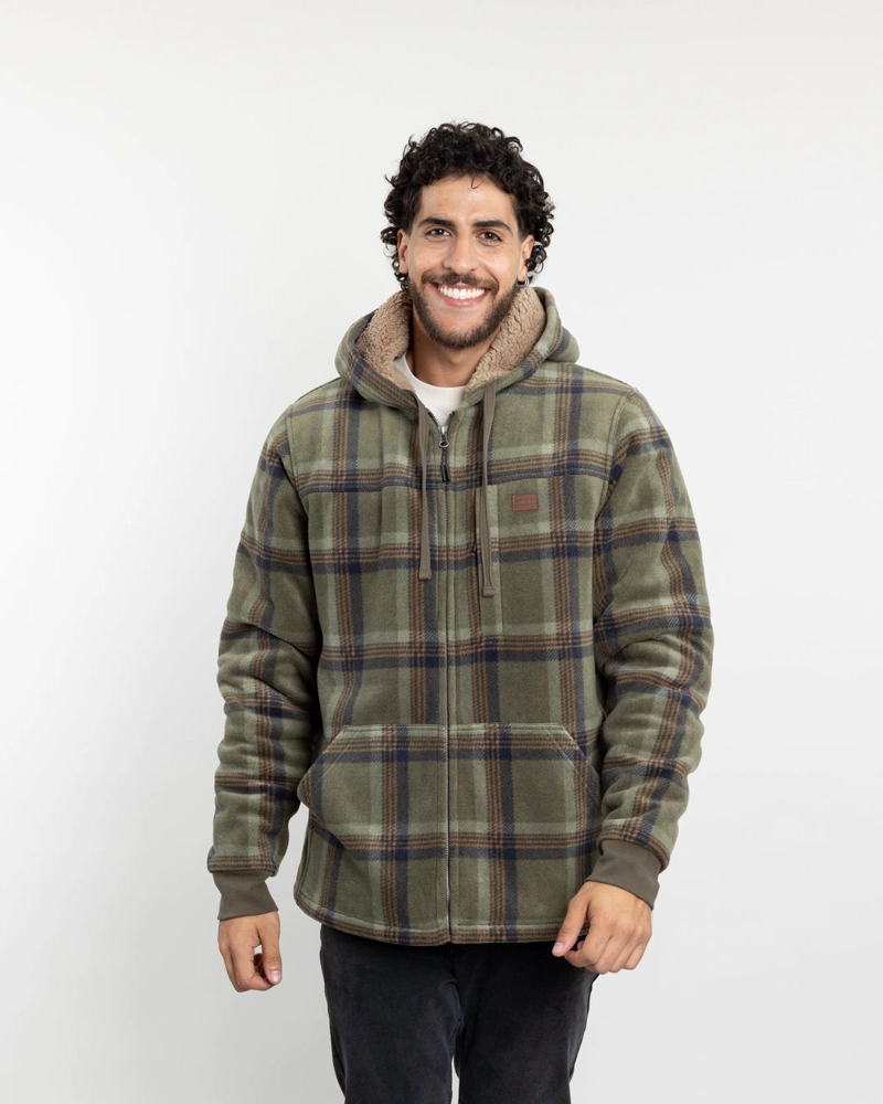 CHAQUETA CAMPERA HOMBRE FORRADA EN SHERPA LEÑADORA CON GORRO POLEMIC - 1