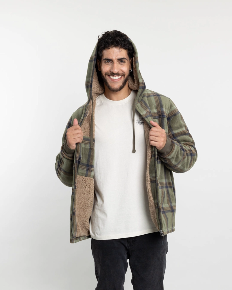 CHAQUETA CAMPERA HOMBRE FORRADA EN SHERPA LEÑADORA CON GORRO POLEMIC - 2