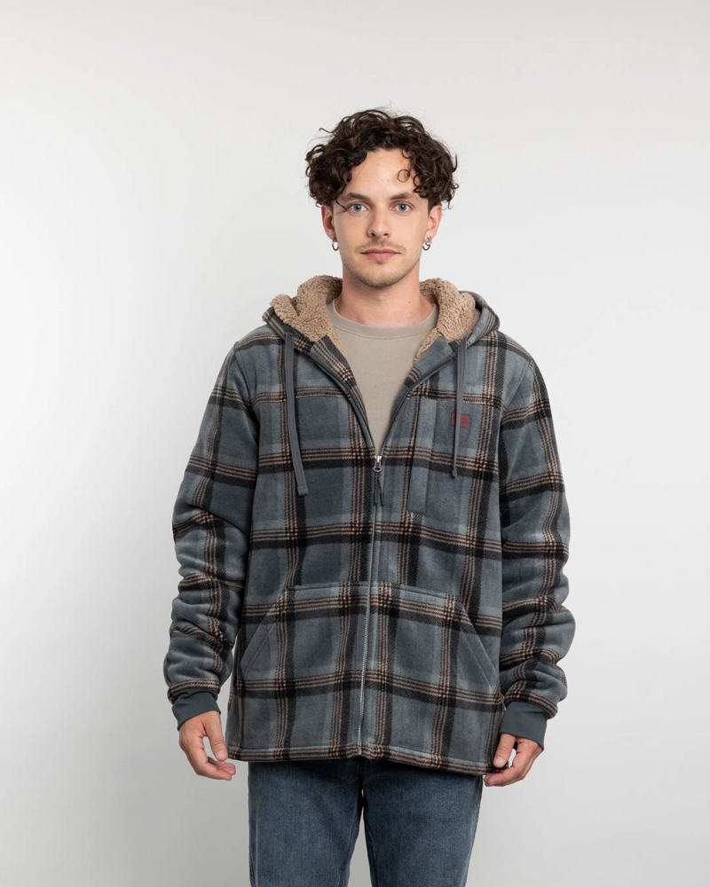 CHAQUETA CAMPERA HOMBRE FORRADA EN SHERPA LEÑADORA CON GORRO POLEMIC - 3
