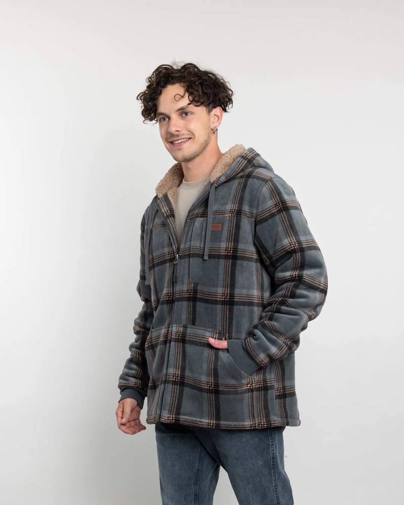 CHAQUETA CAMPERA HOMBRE FORRADA EN SHERPA LEÑADORA CON GORRO POLEMIC - 4
