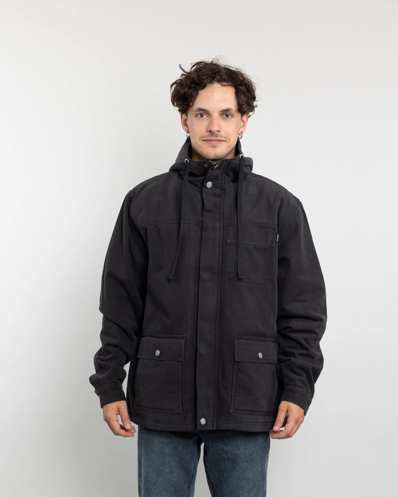CHAQUETA CANVAS HOMBRE FORRADA EN SHERPA NEGRO POLEMIC - 2