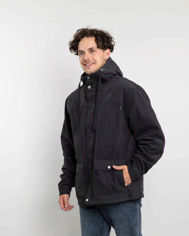 CHAQUETA CANVAS HOMBRE FORRADA EN SHERPA NEGRO POLEMIC - 3