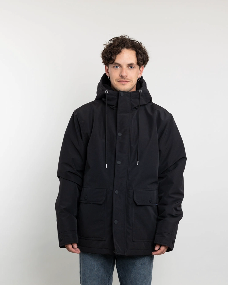 PARKA HOMBRE WATERPROOF FORRADA EN SHERPA NEGRO POLEMIC - 1