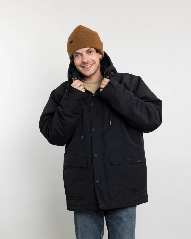 PARKA HOMBRE WATERPROOF FORRADA EN SHERPA NEGRO POLEMIC - 2