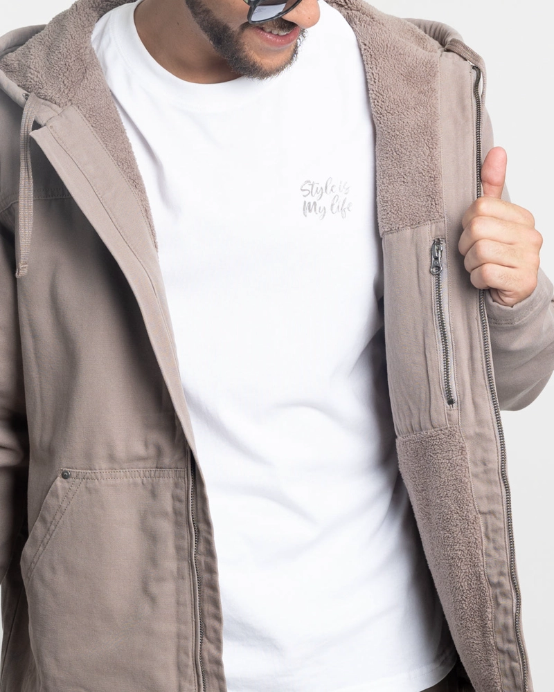 CHAQUETA CANVAS HOMBRE PROCESADA Y FORRADA BEIGE POLEMIC - 5