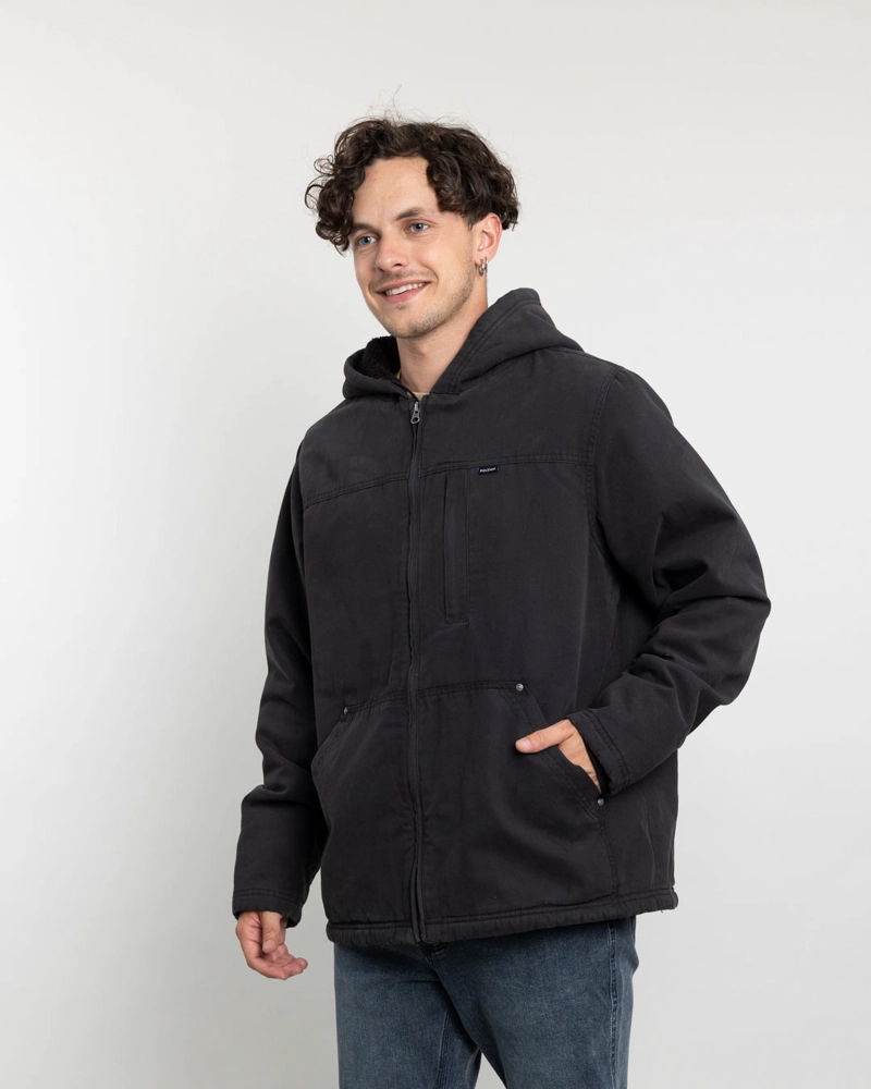 CHAQUETA CANVAS HOMBRE PROCESADA Y FORRADA NEGRO POLEMIC - 1