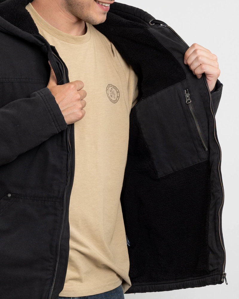 CHAQUETA CANVAS HOMBRE PROCESADA Y FORRADA NEGRO POLEMIC - 4