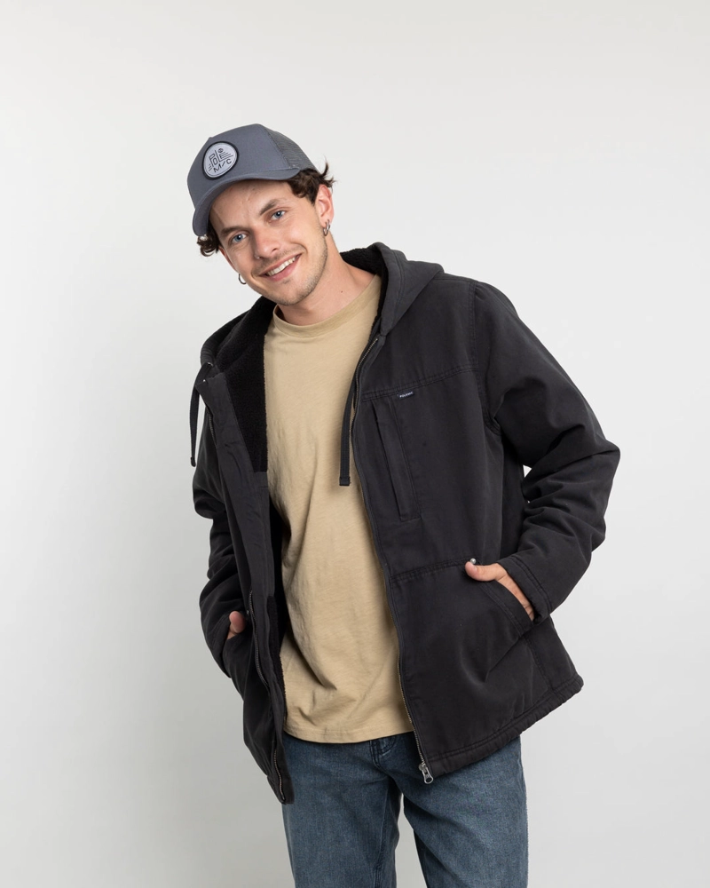 CHAQUETA CANVAS HOMBRE PROCESADA Y FORRADA NEGRO POLEMIC - 5
