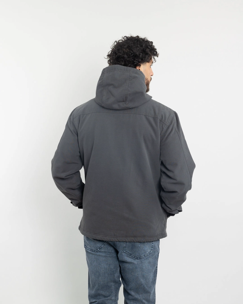 CHAQUETA CANVAS HOMBRE FORRADA EN SHERPA GRIS POLEMIC - 3