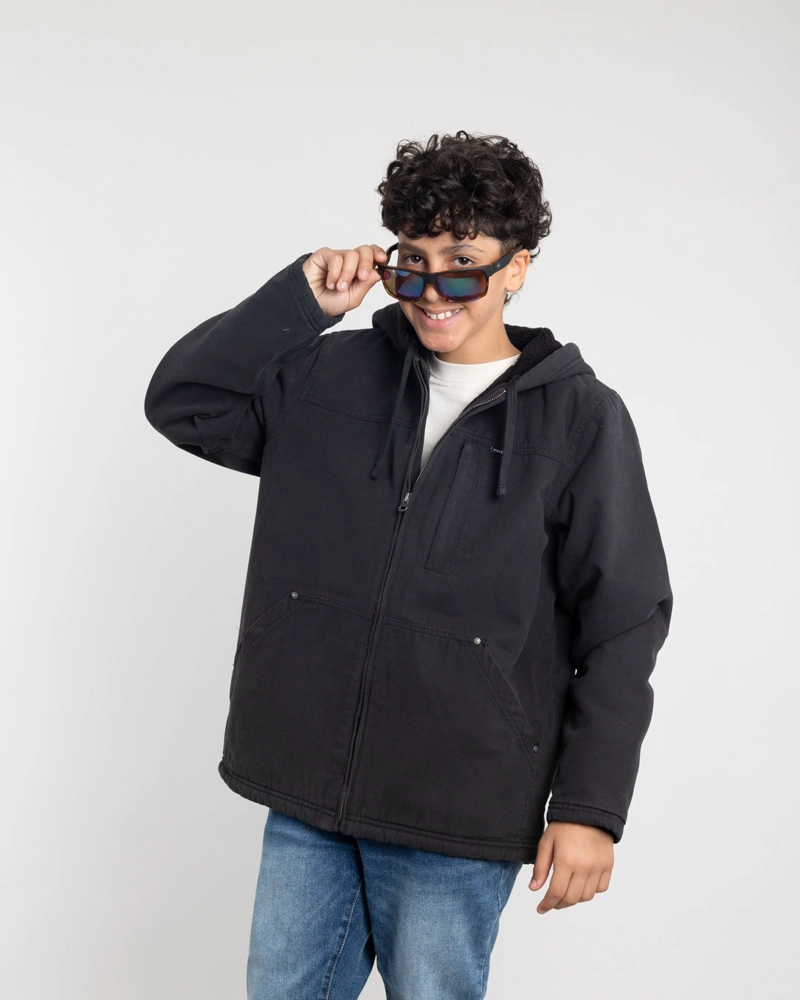 CHAQUETA CANVAS NIÑO PROCESADA Y FORRADA NEGRO POLEMIC - 1