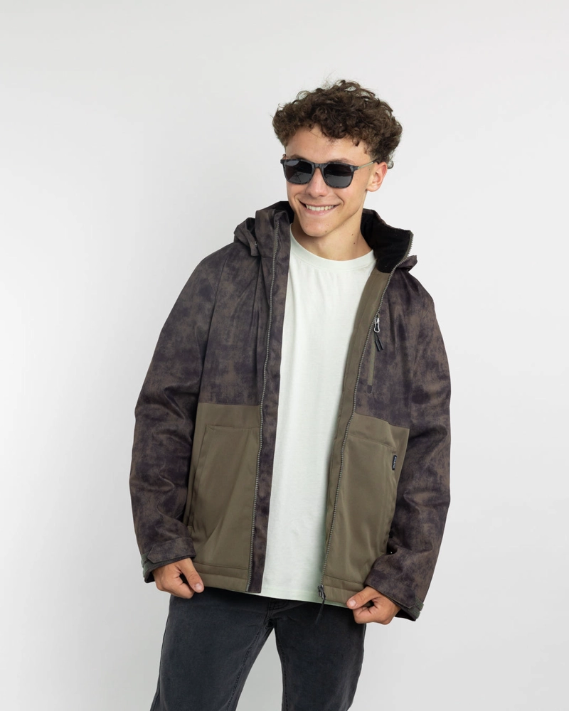 PARKA NIÑO IMPERMEABLE CON ESTAMPADO VERDE POLEMIC - 1