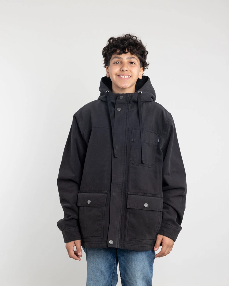 CHAQUETA CANVAS NIÑO FORRADA EN SHERPA NEGRO POLEMIC - 2