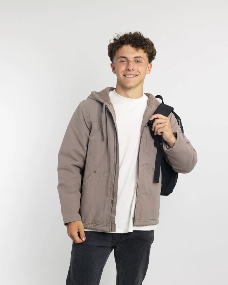 CHAQUETA CANVAS NIÑO PROCESADA Y FORRADA BEIGE POLEMIC - 1