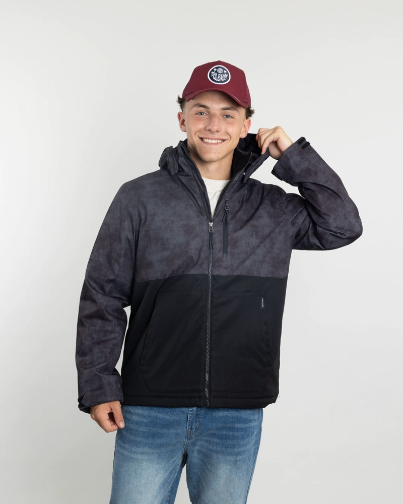 PARKA NIÑO IMPERMEABLE CON ESTAMPADO NEGRO POLEMIC - 1