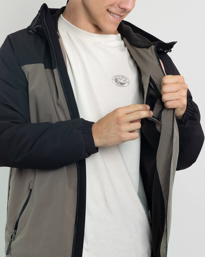 PARKA NIÑO IMPERMEABLE CON MICROPOLAR CAFE  POLEMIC - 5