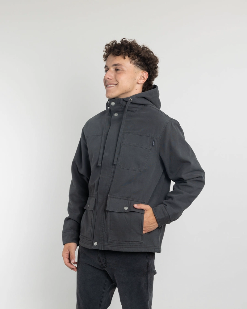 CHAQUETA CANVAS NIÑO FORRADA EN SHERPA GRIS POLEMIC - 2