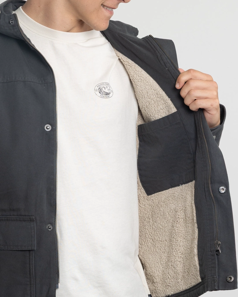 CHAQUETA CANVAS NIÑO FORRADA EN SHERPA GRIS POLEMIC - 4
