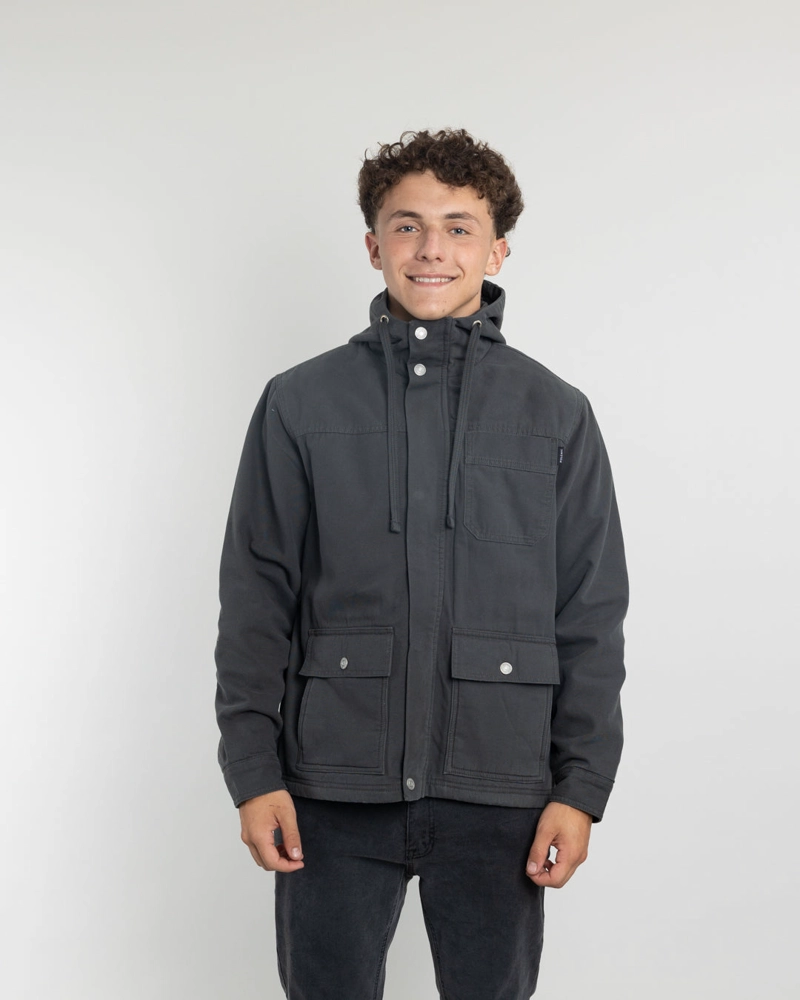 CHAQUETA CANVAS NIÑO FORRADA EN SHERPA GRIS POLEMIC - 5
