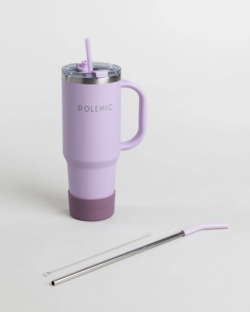 MUG TERMICO VASO FRIO CALOR 1200ML LILA POLEMIC - 2