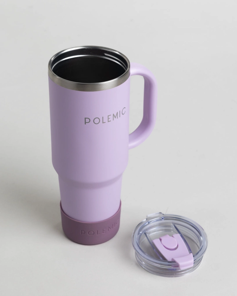 MUG TERMICO VASO FRIO CALOR 1200ML LILA POLEMIC - 4