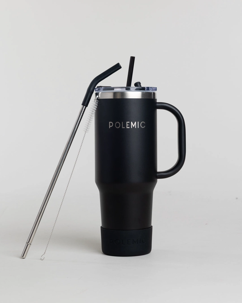 MUG TERMICO VASO FRIO CALOR 1200ML NEGRO POLEMIC - 1