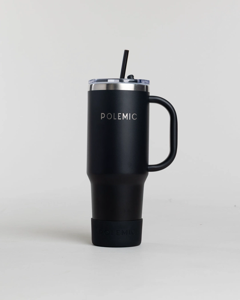 MUG TERMICO VASO FRIO CALOR 1200ML NEGRO POLEMIC - 2